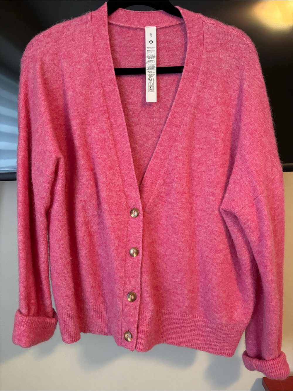 lululemon athletica Soft Pink V-Neck Button Front Cardigan